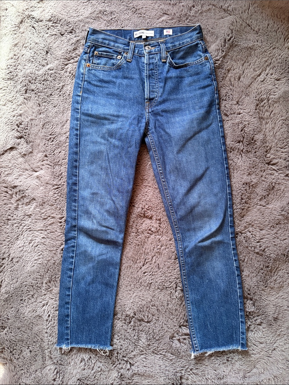 RE/DONE Originals High Waist Stovepipe Cropped Ankle Jeans